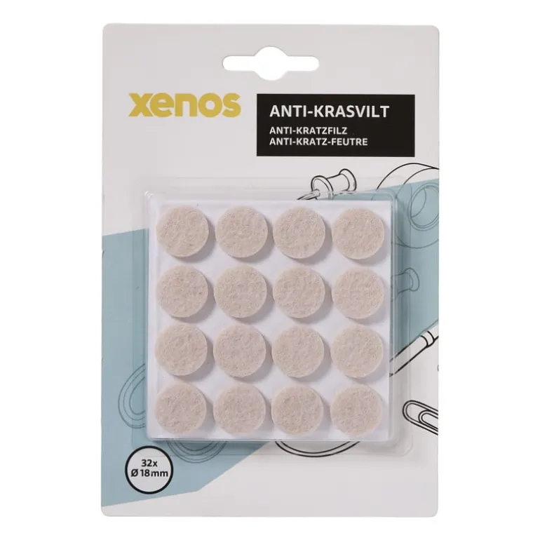 Anti-kras viltjes rond ø1.8 cm - taupe - set van 32