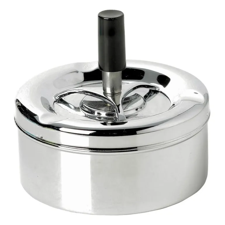Asbak met drukknop - chroom