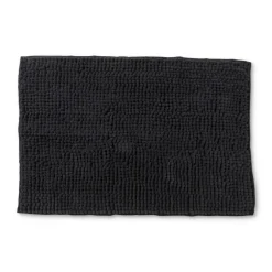 Badmat chenille - zwart - 40x60 cm