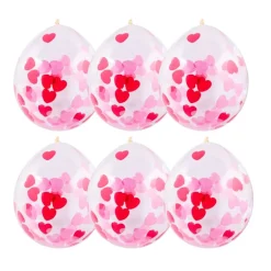 Ballon confetti - hartjes - set van 6