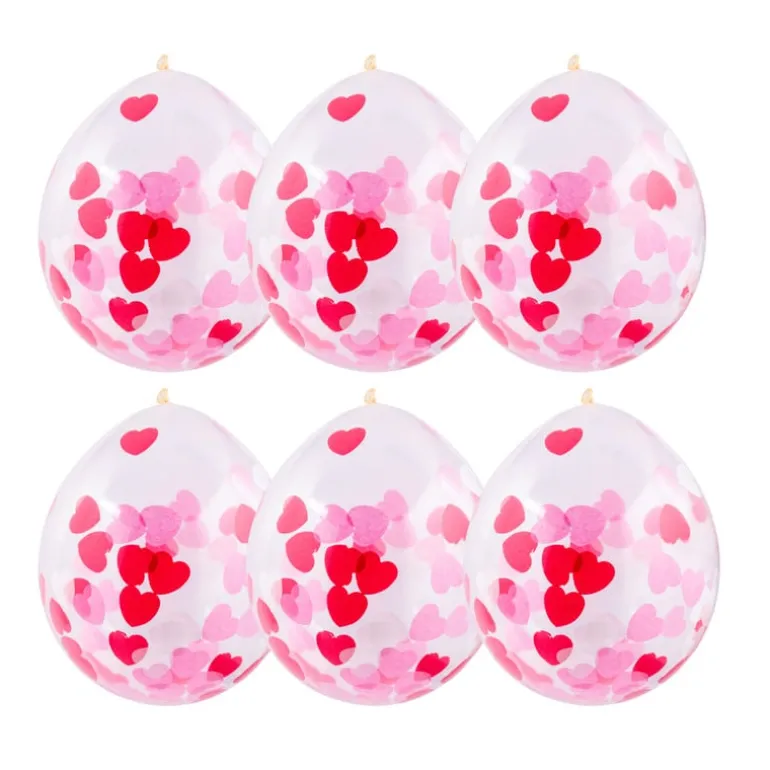 Ballon confetti - hartjes - set van 6