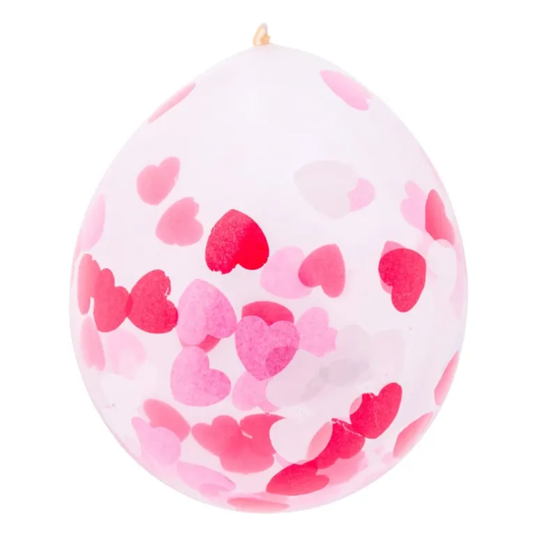 Ballon confetti - hartjes - set van 6