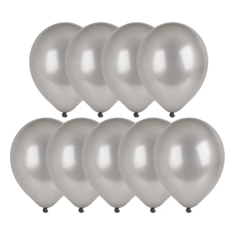 Ballonnen metallic - zilver - set van 9