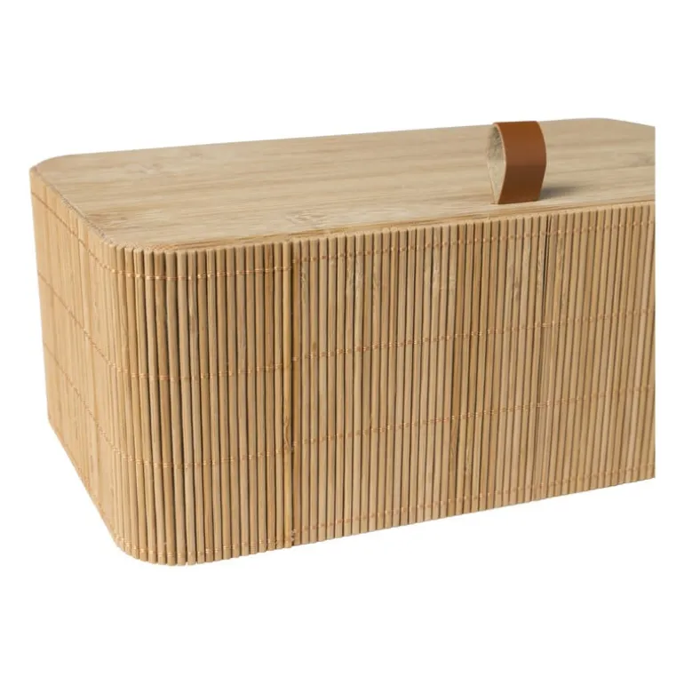 Bamboe kistje met deksel Jesse - 10x27x15.5 cm - naturel