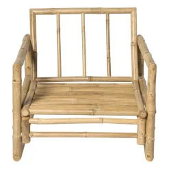Bamboe tuinfauteuil Hanoi - bruin/wit - 70x75x75 cm