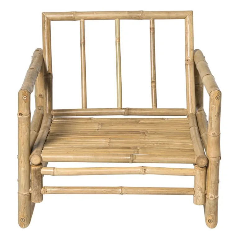 Bamboe tuinfauteuil Hanoi - bruin/wit - 70x75x75 cm