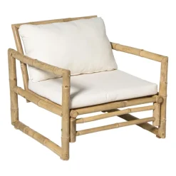 Bamboe tuinfauteuil Hanoi - bruin/wit - 70x75x75 cm