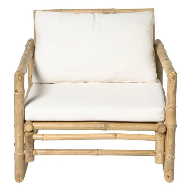 Bamboe tuinfauteuil Hanoi - bruin/wit - 70x75x75 cm