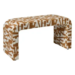 Bankje grafisch - geel/beige - 49x100x36 cm