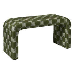 Bankje grafisch - groen/beige - 49x100x36 cm