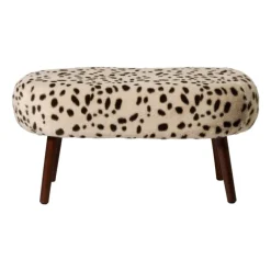 Bankje sneeuwluipaard - beige/zwart - 40x82x40 cm
