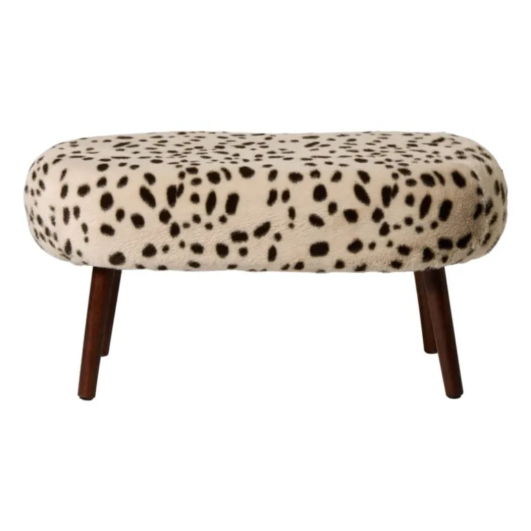 Bankje sneeuwluipaard - beige/zwart - 40x82x40 cm