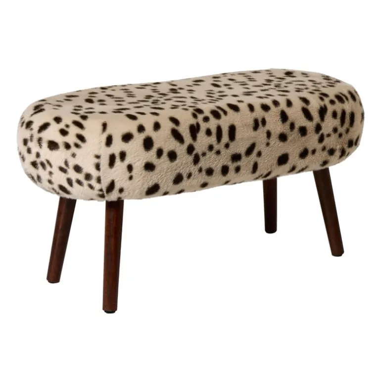 Bankje sneeuwluipaard - beige/zwart - 40x82x40 cm