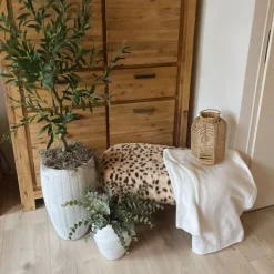 Bankje sneeuwluipaard - beige/zwart - 40x82x40 cm