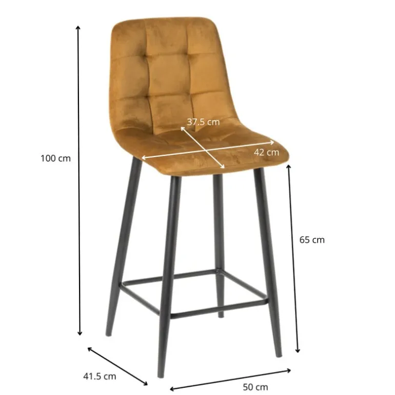 Barkruk velvet - oker - 100x50x41.5 cm