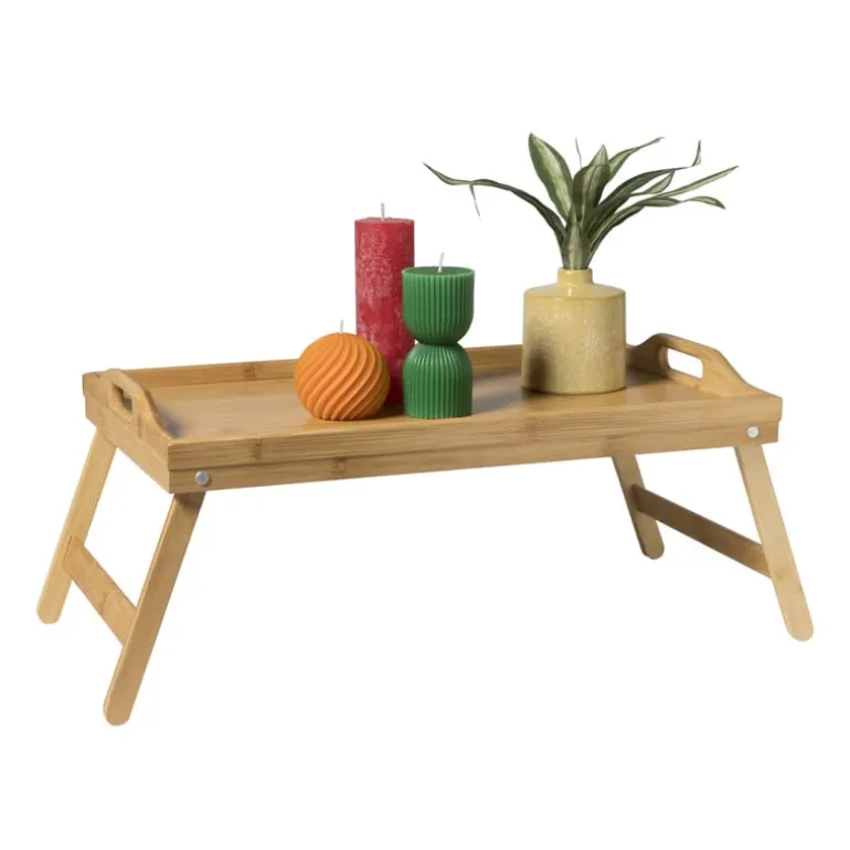 Bed dienblad - bamboe - 31x58x22 cm