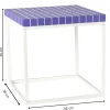 Bijzettafel checks met metalen frame - paars - 36x36x36 cm