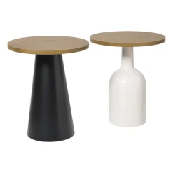 Bijzettafel Chico - bruin/zwart - ø39.5x48.5 cm