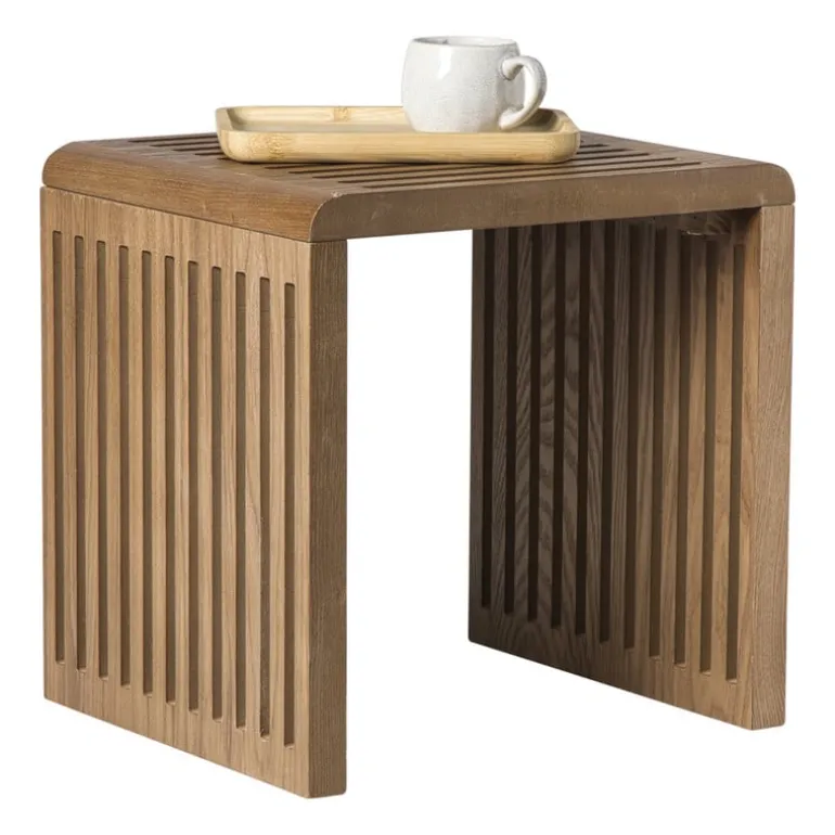 Bijzettafel Japandi klein - bruin - 34x34x29 cm