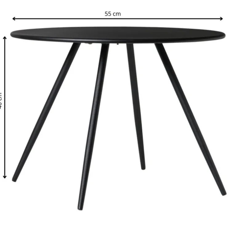 Bijzettafel Manolo laag- zwart - ø55x40 cm