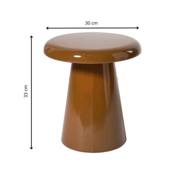 Bijzettafel metaal klein - bruin - ø30x33 cm