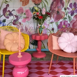 Bijzettafel pop-art flower - roze - ø45x59 cm