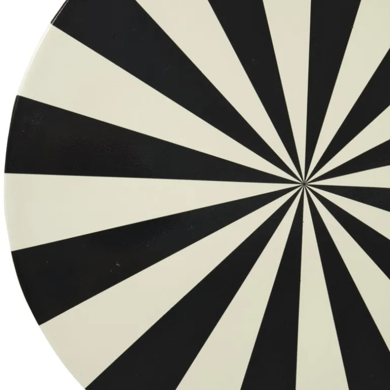 Bijzettafel stripes - beige/zwart - ø40x45 cm
