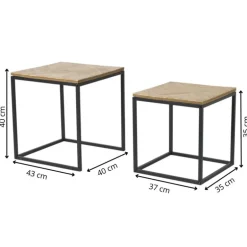 Bijzettafeltjes visgraat - bruin/zwart - set van 2