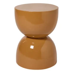 Bijzettafel trommel glos - bruin - ø34x45 cm