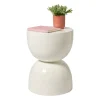 Bijzettafel trommel glos - wit - ø34x45 cm