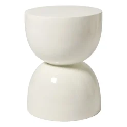Bijzettafel trommel glos - wit - ø34x45 cm