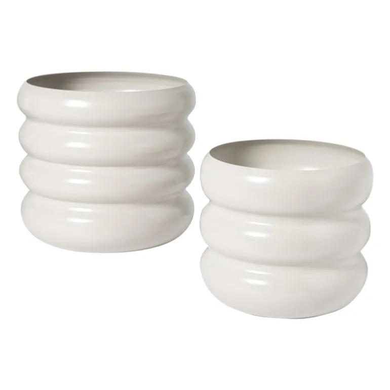 Bloempot bubbles klein - beige - ø15x14 cm