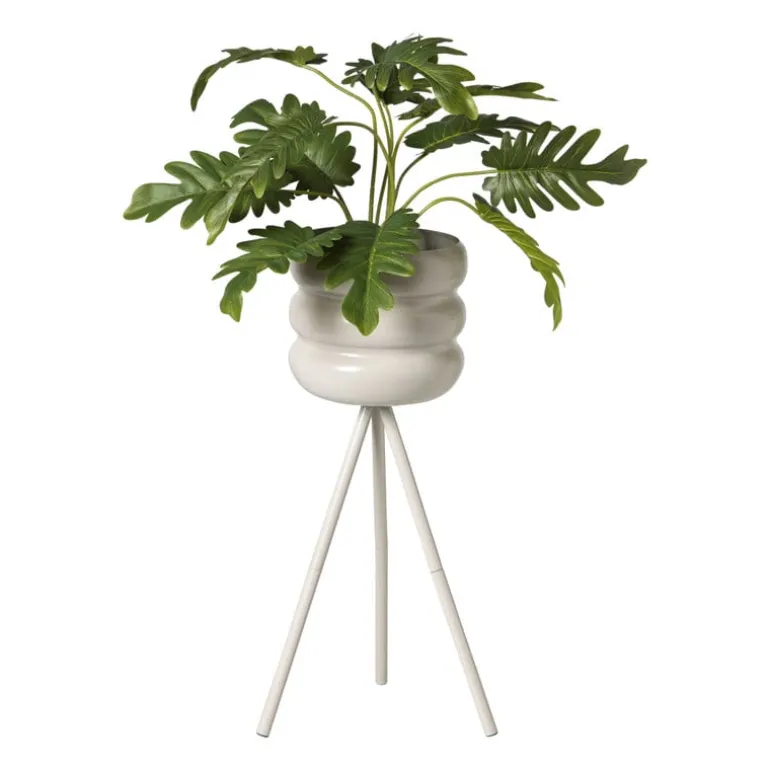 Bloempot bubbles op voet klein - beige - ø15x45 cm
