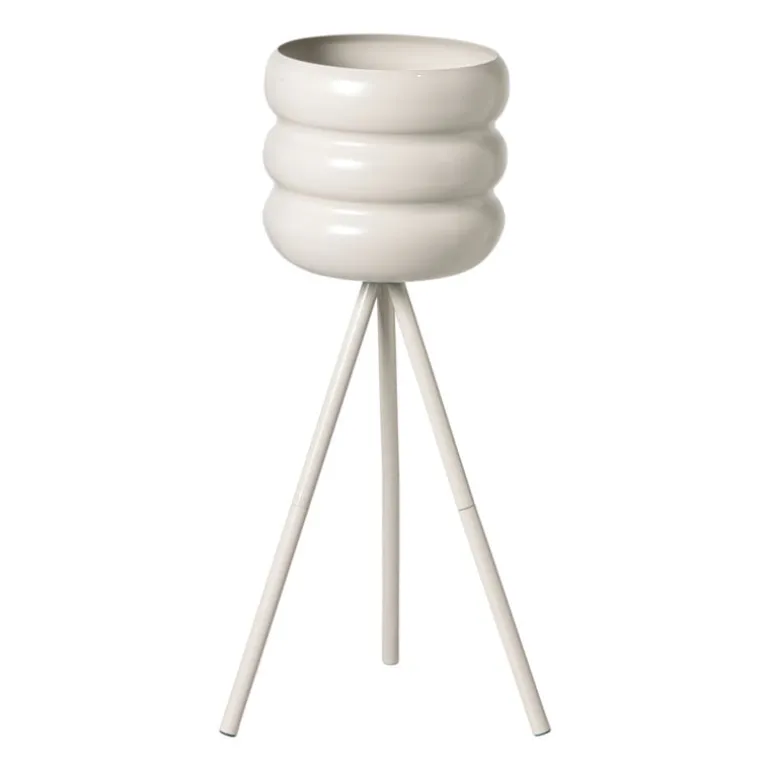 Bloempot bubbles op voet klein - beige - ø15x45 cm