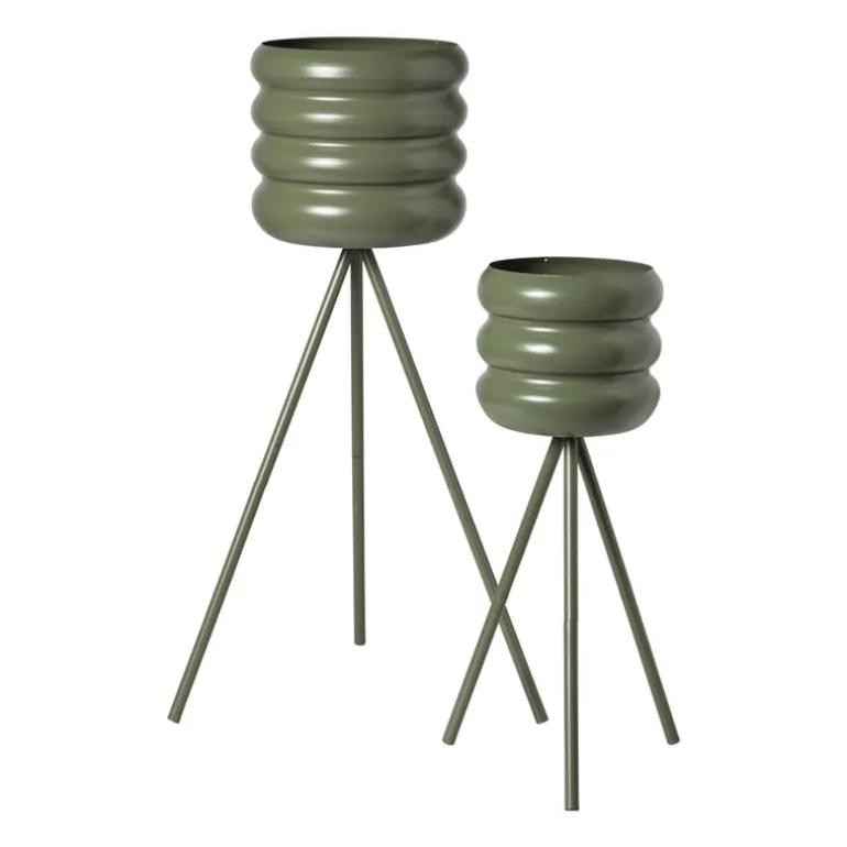 Bloempot bubbles op voet klein - groen - ø15x45 cm