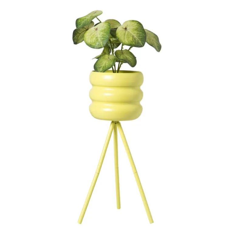 Bloempot bubbles op voet klein - geel - ø15x45 cm