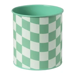Bloempot geblokt klein - groen - ø12x13 cm