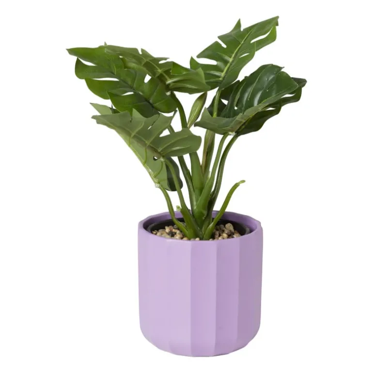 Bloempot streep - paars - ø11.5x11 cm
