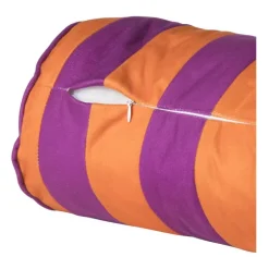Bolster kussen met strepen - paars/oranje - ø18x45 cm