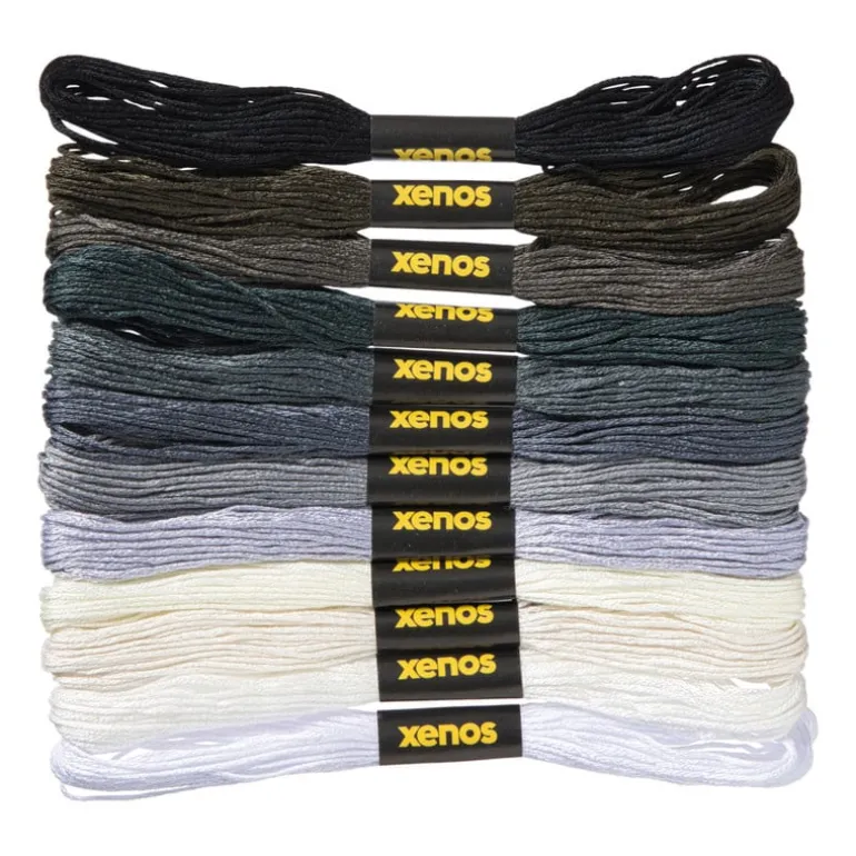 Borduurgaren set - wit/grijs/zwart - set van 12