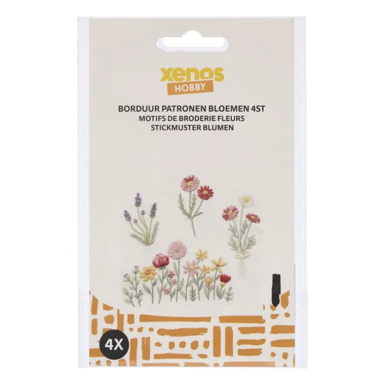 Borduurpatronen bloemen - set van 4