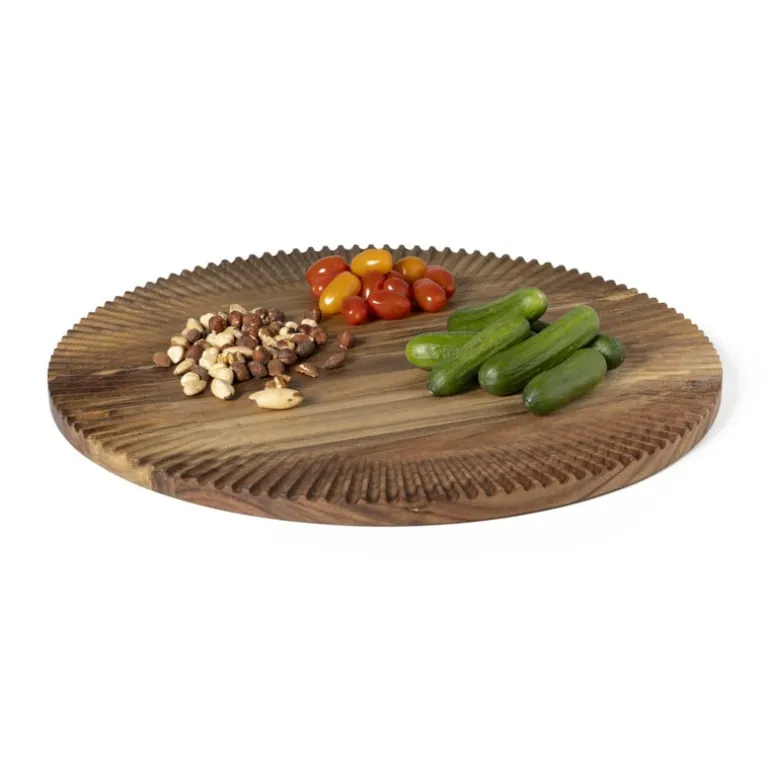 Borrelplank met streepjes - bruin - ø46x1.8 cm