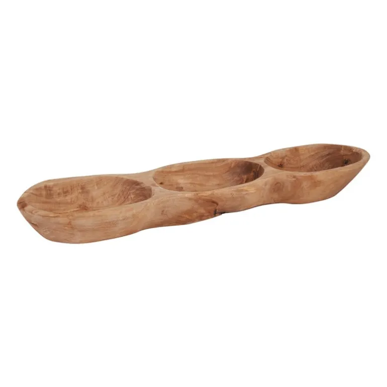 Borreltrio olijfhout - 39x10x4 cm