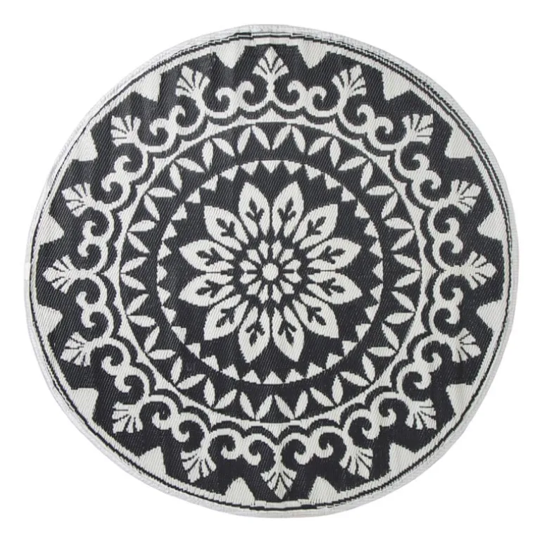 Buitenkleed bloem - zwart - ø150 cm