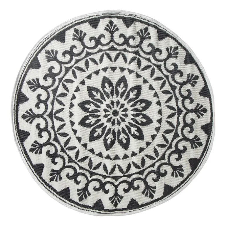 Buitenkleed bloem - zwart - ø150 cm