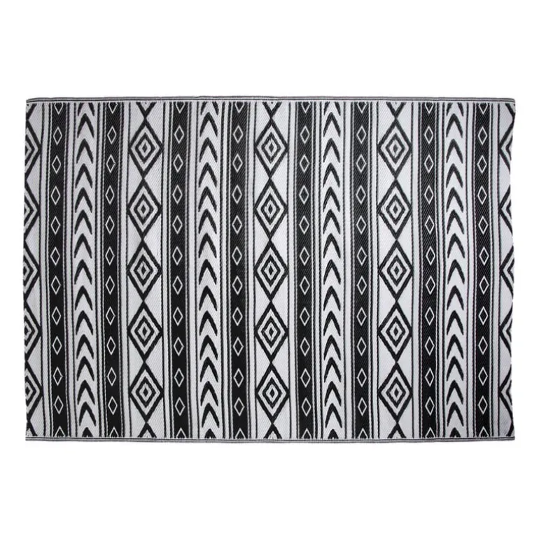 Buitenkleed tribal - zwart - 160x230 cm