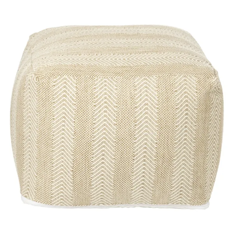 Buitenpoef gestreept - beige/bruin - 35x45x45 cm