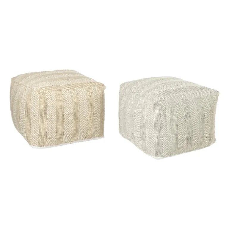 Buitenpoef gestreept - beige/bruin - 35x45x45 cm