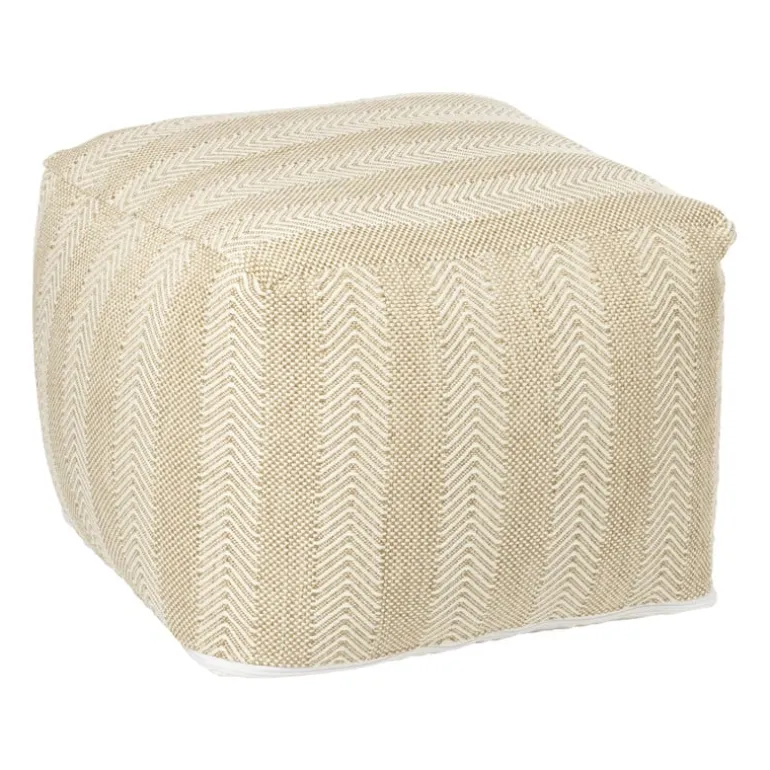 Buitenpoef gestreept - beige/bruin - 35x45x45 cm