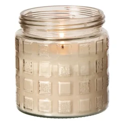Citronella kaars in glas - blokpatroon - ø11.2x12 cm